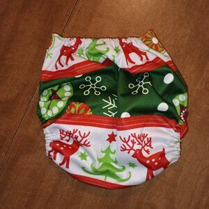Christmas Xmas OS Pocket Cloth Diaper w/ Suede Inner by AlvaBaby Cloth Diapers